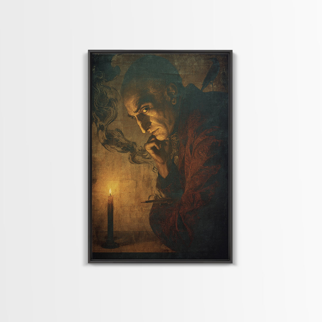 The Town Where Shadows Live, Dark Renaissance Art, Vertical Wall Art, Gothic Horror Wall Art, Canvas Print, Halloween Wall Art