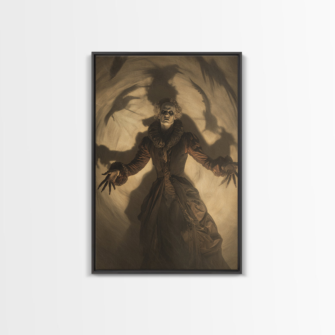 The Town Where Shadows Live, Gothic Nightmare Art, Vertical Wall Art, Dark Halloween Decor, Framed Canvas Print, Halloween Wall Art