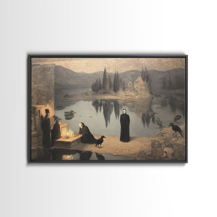 The Town Where Shadows Live, Symbolist Gothic Landscape, Landscape Wall Art, Dark Fantasy Wall Art, Canvas Print, Halloween Wall Art