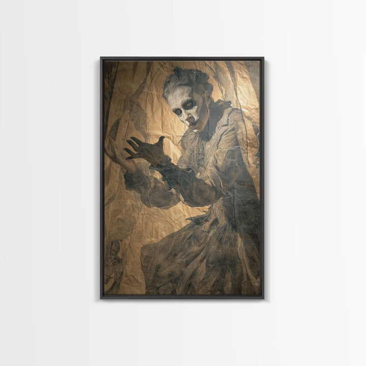 The Town Where Shadows Live, Decadent Gothic Art, Vertical Wall Art, Gothic Horror Wall Art, Framed Canvas Print, Halloween Wall Art