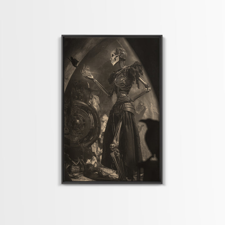 The Town Where Shadows Live, Biomechanical Horror Art, Vertical Wall Art, Gothic Horror Wall Art, Framed Canvas Print, Halloween Wall Art
