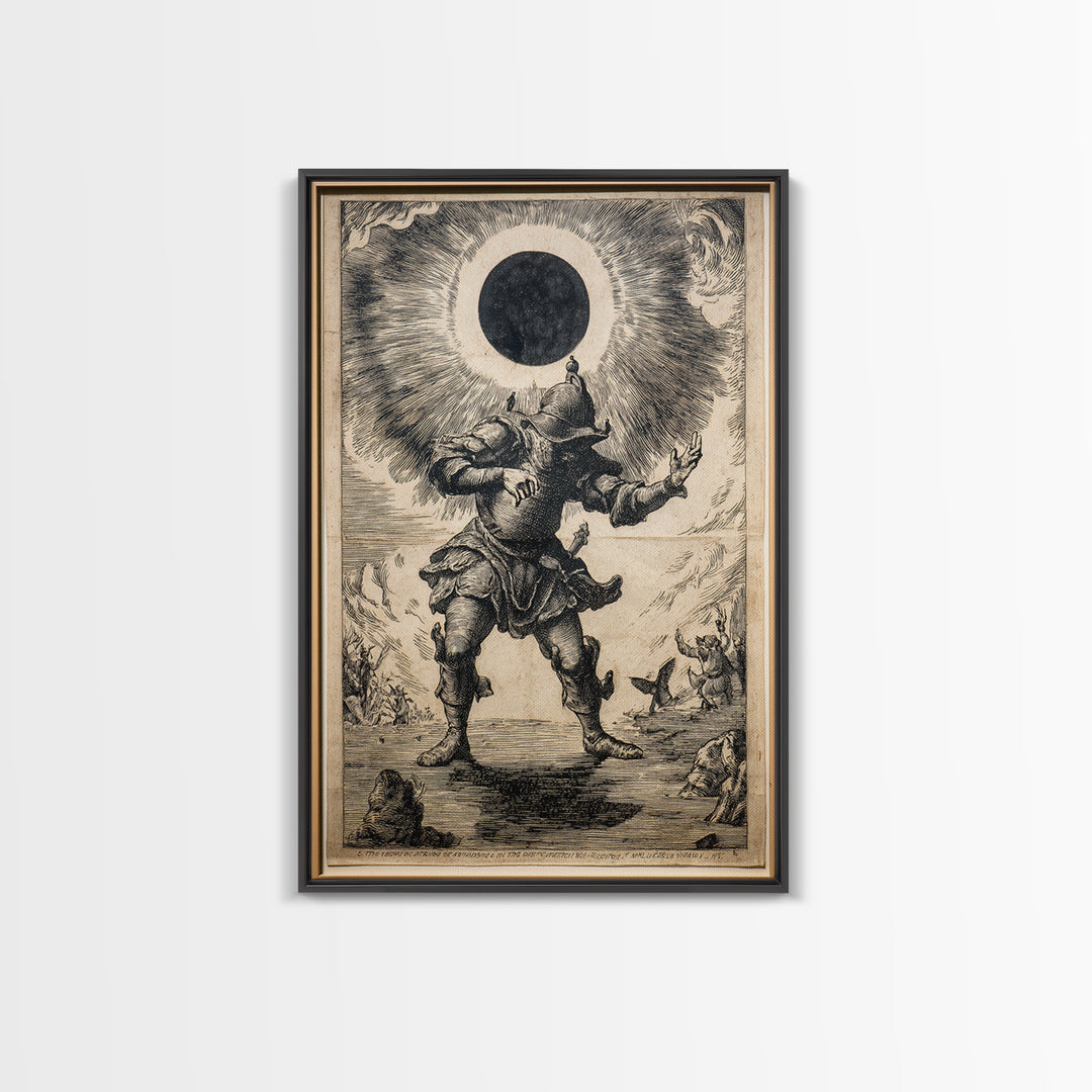 The Eclipse Summoning, Renaissance Engraving Art, Vertical Wall Art, Gothic Horror Wall Art, Canvas Print, Halloween Wall Art