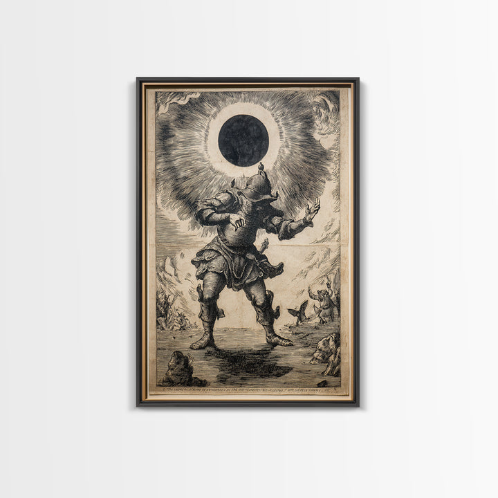 The Eclipse Summoning, Renaissance Engraving Art, Vertical Wall Art, Gothic Horror Wall Art, Canvas Print, Halloween Wall Art