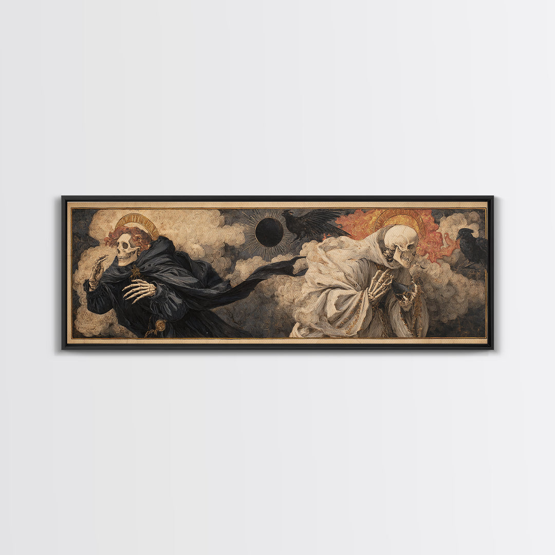 The Eclipse Summoning, Danse Macabre Art, Extra Wide Wall Art, Dark Fantasy Wall Art, Framed Canvas Print