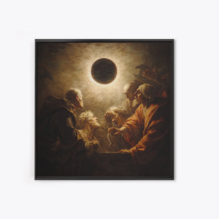 The Eclipse Summoning, Gothic Nightmare Art, Square Wall Art, Dark Halloween Decor, Framed Canvas Print, Halloween Wall Art