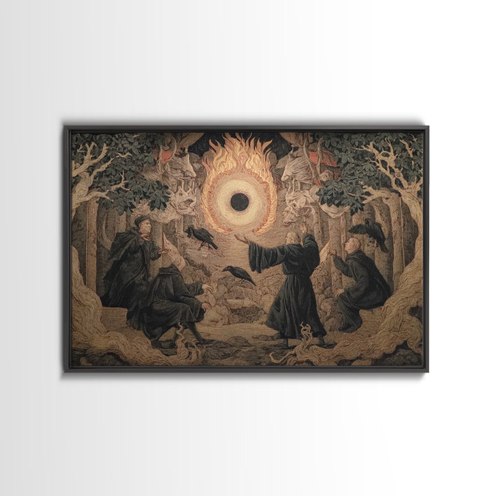 The Eclipse Summoning, Visionary Gothic Art, Landscape Wall Art, Dark Fantasy Wall Art, Framed Canvas Print, Halloween Wall Art