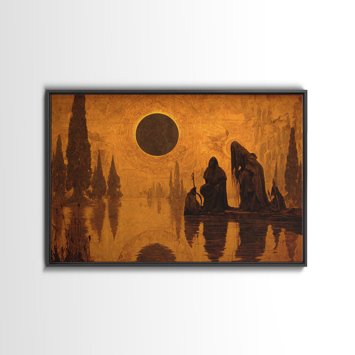 The Eclipse Summoning, Symbolist Gothic Landscape, Landscape Wall Art, Gothic Horror Wall Art, Canvas Print, Halloween Wall Art