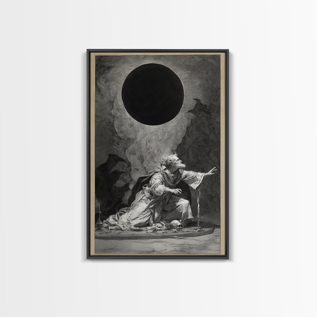 The Eclipse Summoning, Decadent Gothic Art, Vertical Wall Art, Dark Halloween Decor, Canvas Print, Halloween Wall Art