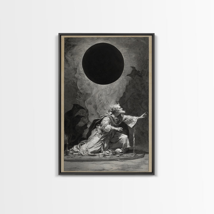 The Eclipse Summoning, Decadent Gothic Art, Vertical Wall Art, Dark Halloween Decor, Canvas Print, Halloween Wall Art