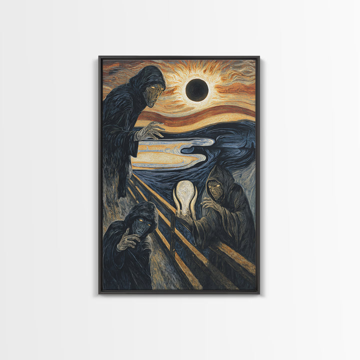 The Eclipse Summoning, Expressionist Gothic Art, Vertical Wall Art, Gothic Horror Wall Art, Framed Canvas Print, Halloween Wall Art