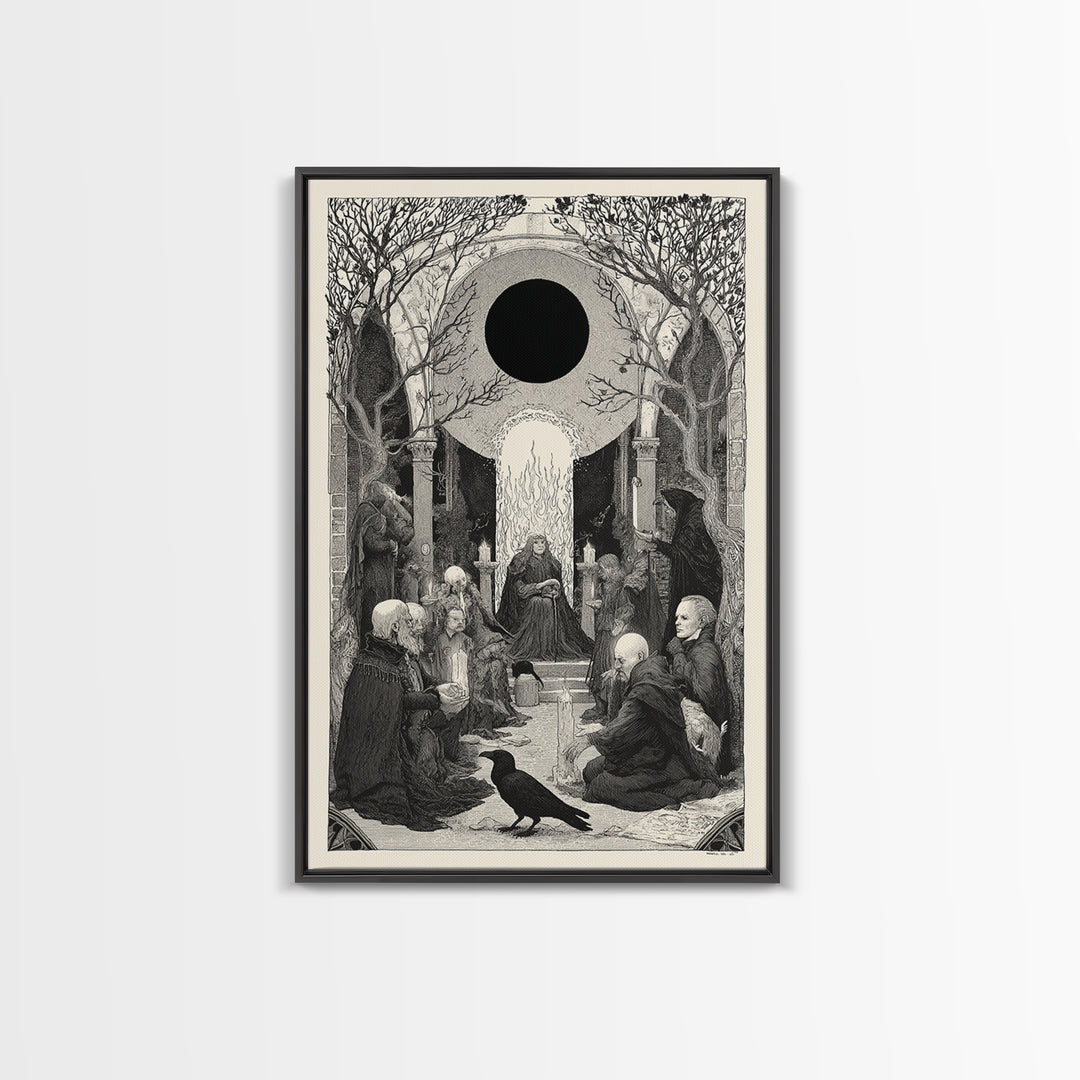 The Eclipse Summoning, Victorian Macabre Art, Vertical Wall Art, Gothic Horror Wall Art, Canvas Print, Halloween Wall Art