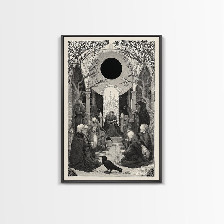 The Eclipse Summoning, Victorian Macabre Art, Vertical Wall Art, Gothic Horror Wall Art, Canvas Print, Halloween Wall Art