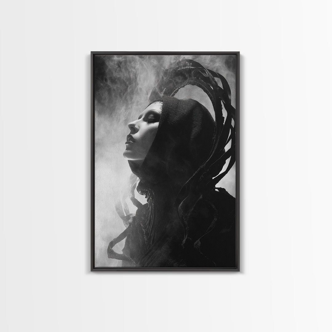 The Eclipse Summoning, Biomechanical Horror Art, Vertical Wall Art, Gothic Horror Wall Art, Canvas Print, Halloween Wall Art