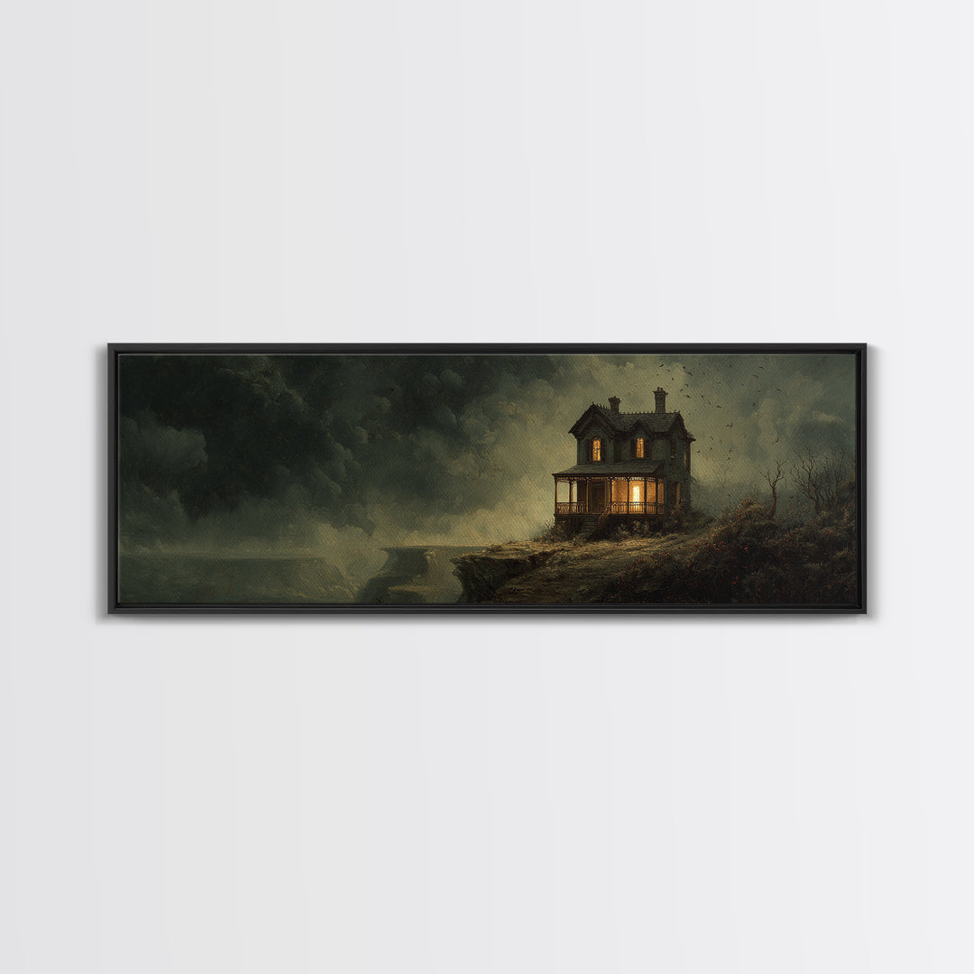 The Last House At The World'S Edge, Medieval Grotesque Art, Extra Wide Wall Art, Macabre Wall Art, Framed Canvas Print