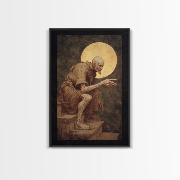 The Last House At The World'S Edge, Dark Renaissance Art, Vertical Wall Art, Dark Halloween Decor, Framed Canvas Print