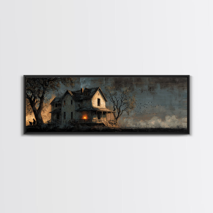 The Last House At The World'S Edge, Dark Romantic Horror Art, Extra Wide Wall Art, Dark Fantasy Wall Art, Framed Canvas Print