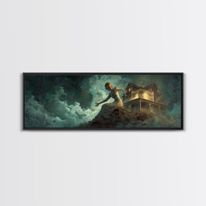 The Last House At The World'S Edge, Visionary Gothic Art, Extra Wide Wall Art, Macabre Wall Art, Canvas Print, Halloween Wall Art