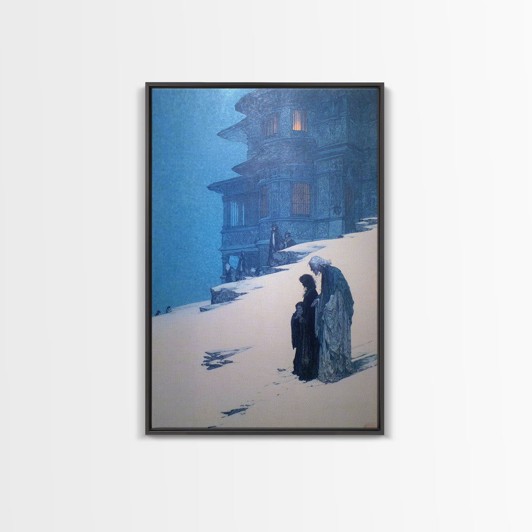 The Last House At The World'S Edge, Symbolist Death Art, Vertical Wall Art, Gothic Horror Wall Art, Framed Canvas Print