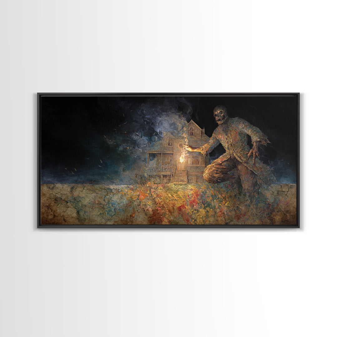 The Last House At The World'S Edge, Grotesque Carnival Art, Wide Panoramic Art, Macabre Wall Art, Canvas Print, Halloween Wall Art