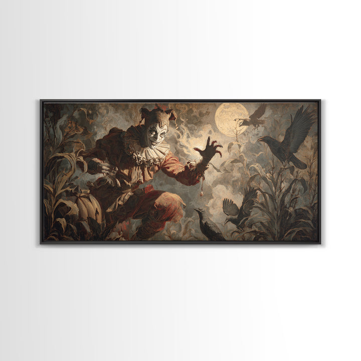 Halloween On Another Planet, Gothic Nightmare Art, Wide Panoramic Art, Macabre Wall Art, Framed Canvas Print, Halloween Wall Art