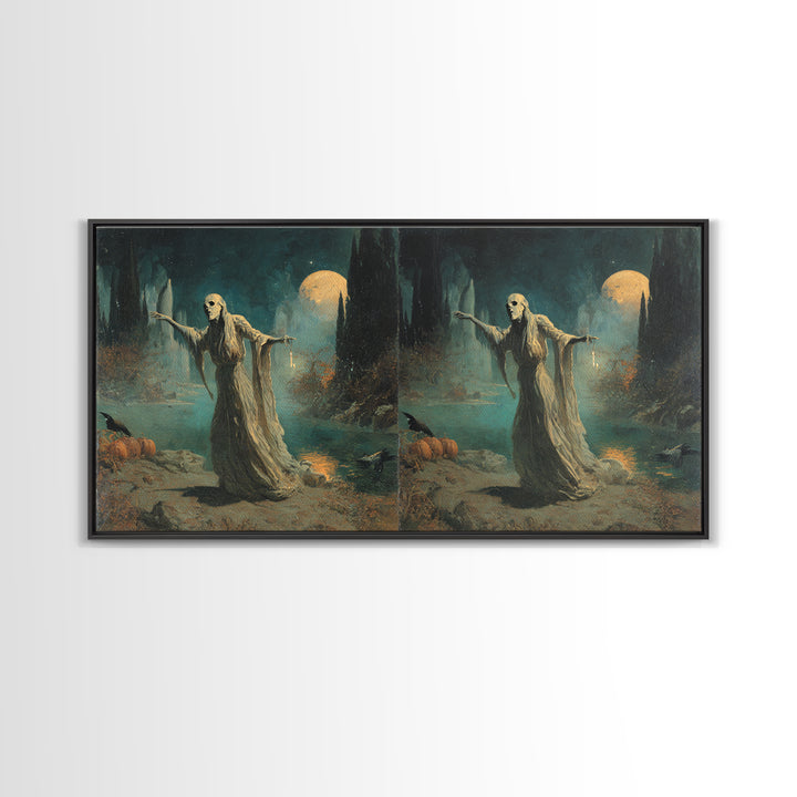 Halloween On Another Planet, Symbolist Gothic Landscape, Wide Panoramic Art, Dark Fantasy Wall Art, Canvas Print, Halloween Wall Art