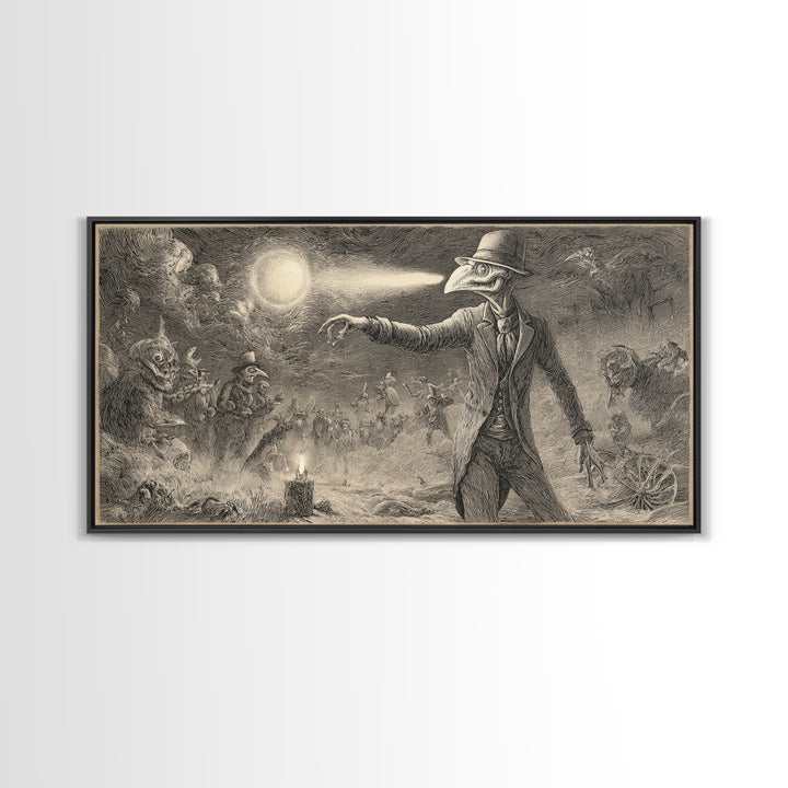 Halloween On Another Planet, Expressionist Nightmare Art, Wide Panoramic Art, Gothic Horror Wall Art, Canvas Print, Halloween Wall Art