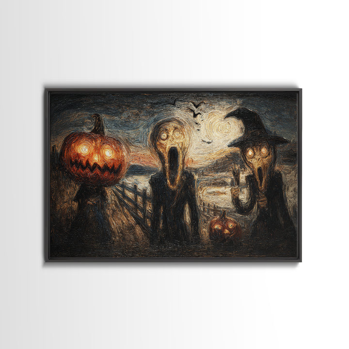 Halloween On Another Planet, Expressionist Gothic Art, Landscape Wall Art, Gothic Horror Wall Art, Framed Canvas Print, Halloween Wall Art