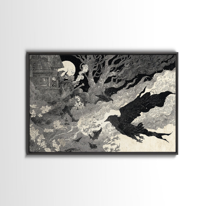 Halloween On Another Planet, Victorian Macabre Art, Landscape Wall Art, Macabre Wall Art, Framed Canvas Print, Halloween Wall Art