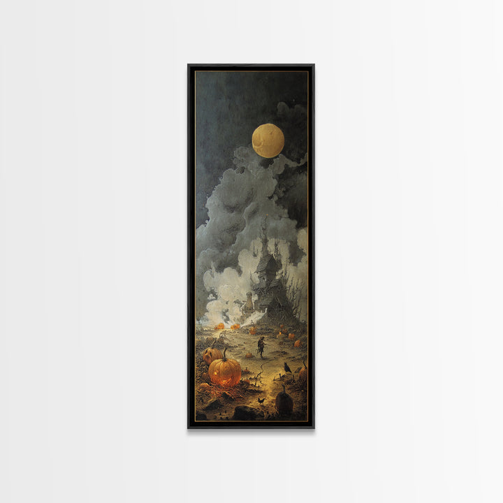 Halloween On Another Planet, Surreal Apocalyptic Art, Tall Narrow Wall Art, Dark Halloween Decor, Framed Canvas Print