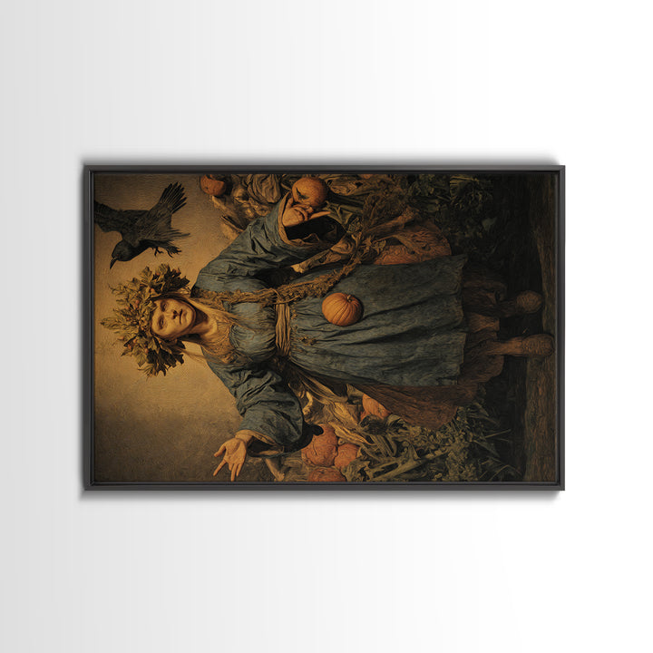 The Personification Of October, Medieval Grotesque Art, Landscape Wall Art, Gothic Horror Wall Art, Framed Canvas Print