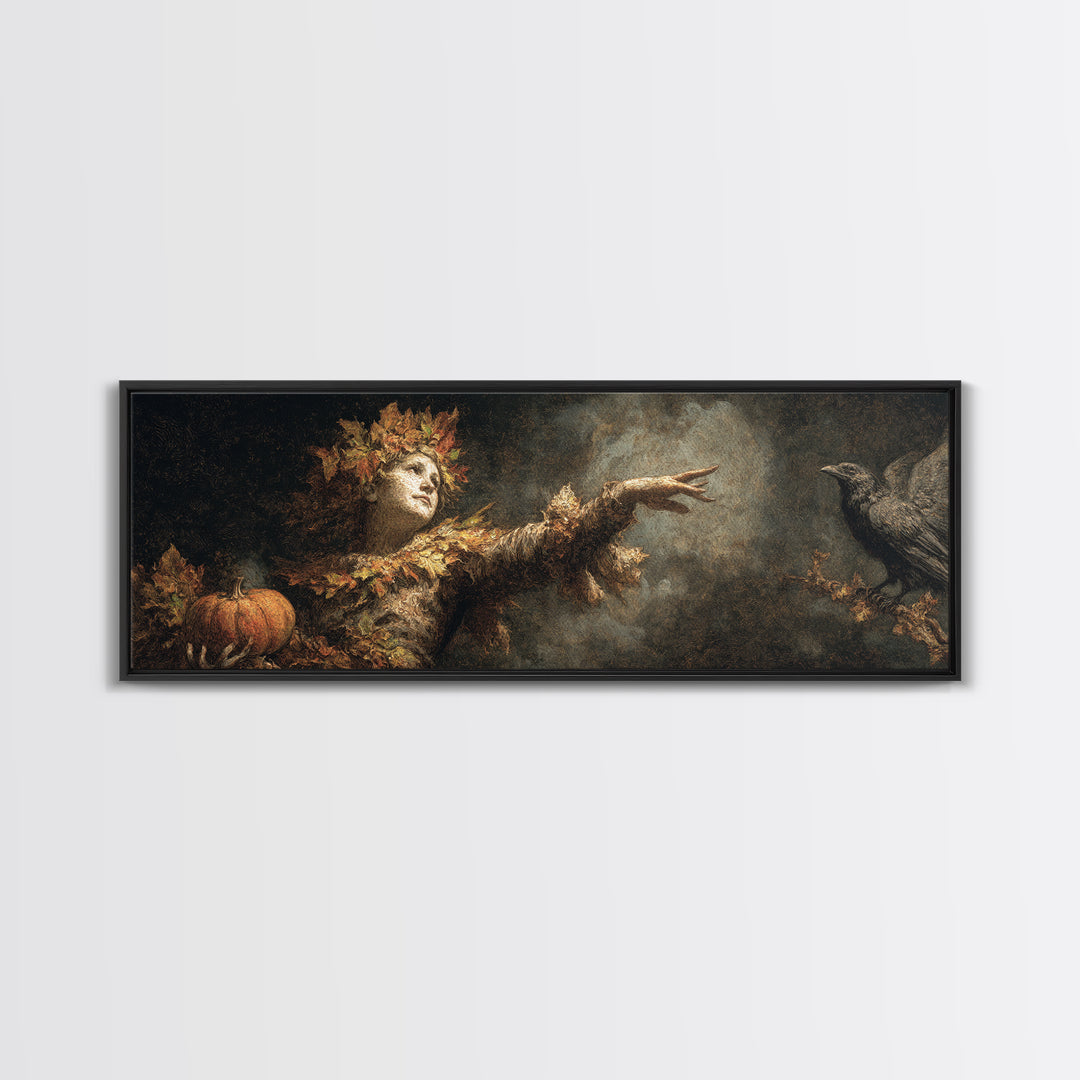The Personification Of October, Dark Romantic Horror Art, Extra Wide Wall Art, Gothic Horror Wall Art, Canvas Print, Halloween Wall Art