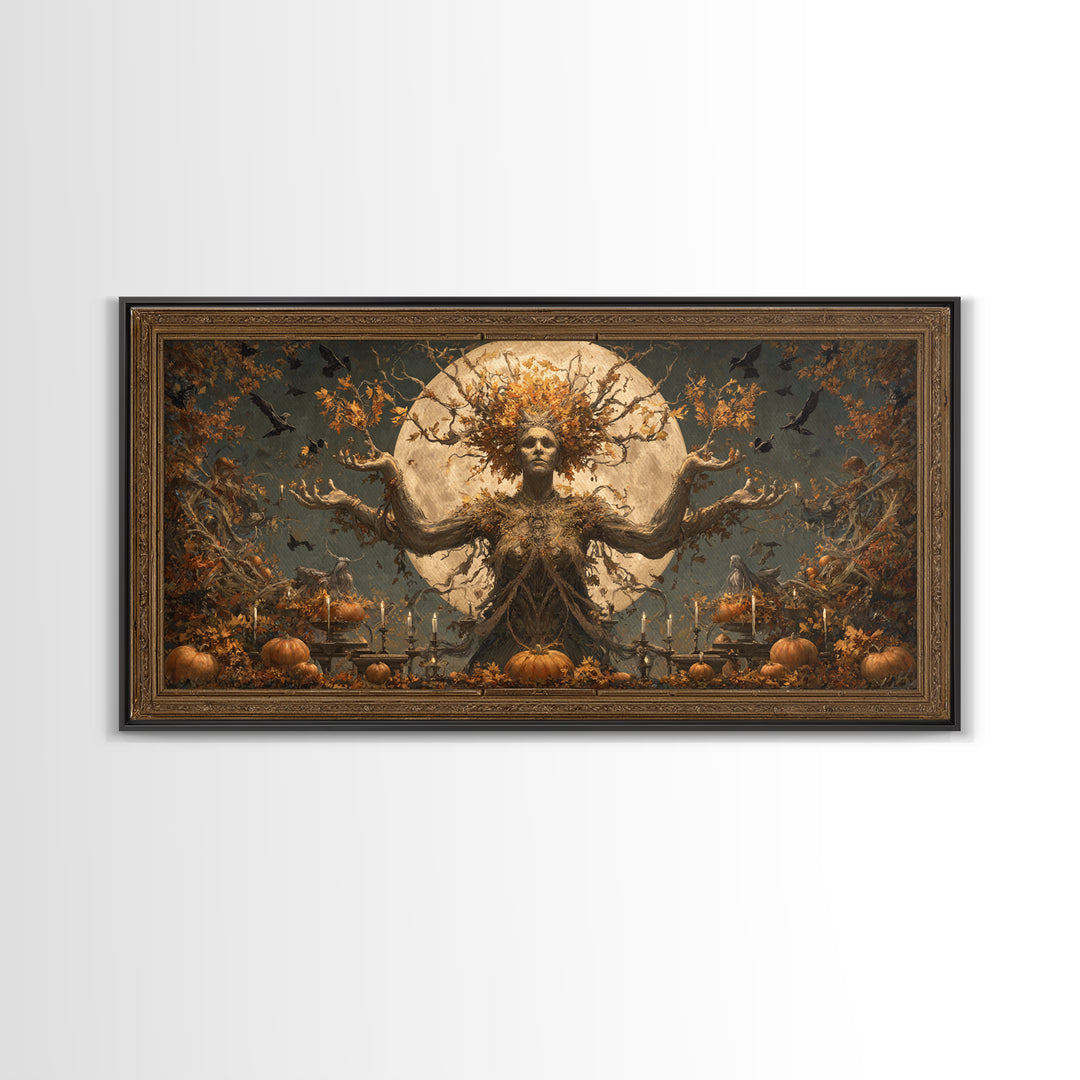 The Personification Of October, Apocalyptic Romantic Art, Wide Panoramic Art, Gothic Horror Wall Art, Canvas Print, Halloween Wall Art
