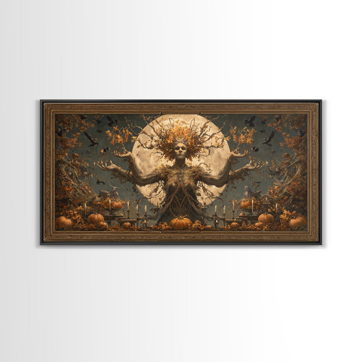 The Personification Of October, Apocalyptic Romantic Art, Wide Panoramic Art, Gothic Horror Wall Art, Canvas Print, Halloween Wall Art