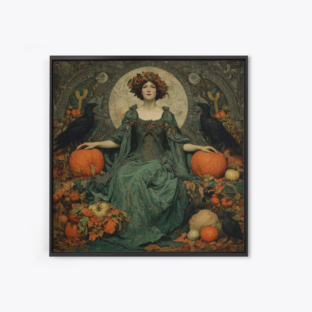 The Personification Of October, Dark Symbolist Art, Square Wall Art, Dark Fantasy Wall Art, Framed Canvas Print, Gothic Home Decor