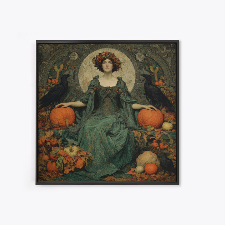 The Personification Of October, Dark Symbolist Art, Square Wall Art, Dark Fantasy Wall Art, Framed Canvas Print, Gothic Home Decor