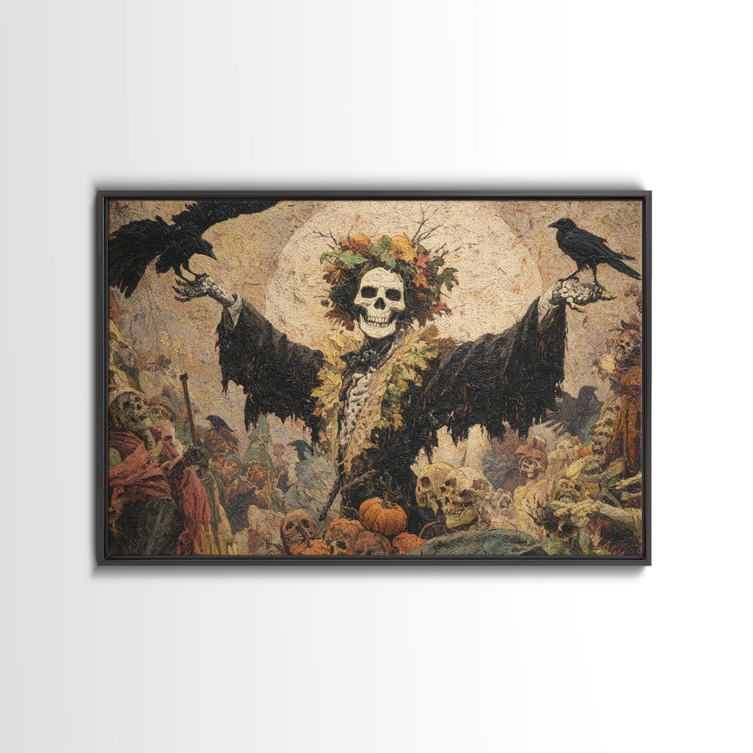 The Personification Of October, Grotesque Carnival Art, Landscape Wall Art, Macabre Wall Art, Framed Canvas Print, Halloween Wall Art