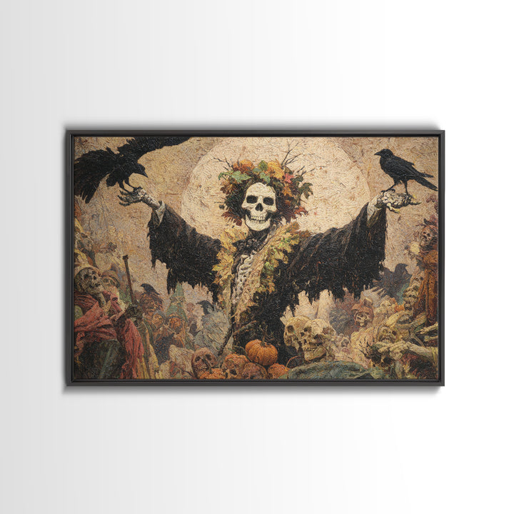 The Personification Of October, Grotesque Carnival Art, Landscape Wall Art, Macabre Wall Art, Framed Canvas Print, Halloween Wall Art