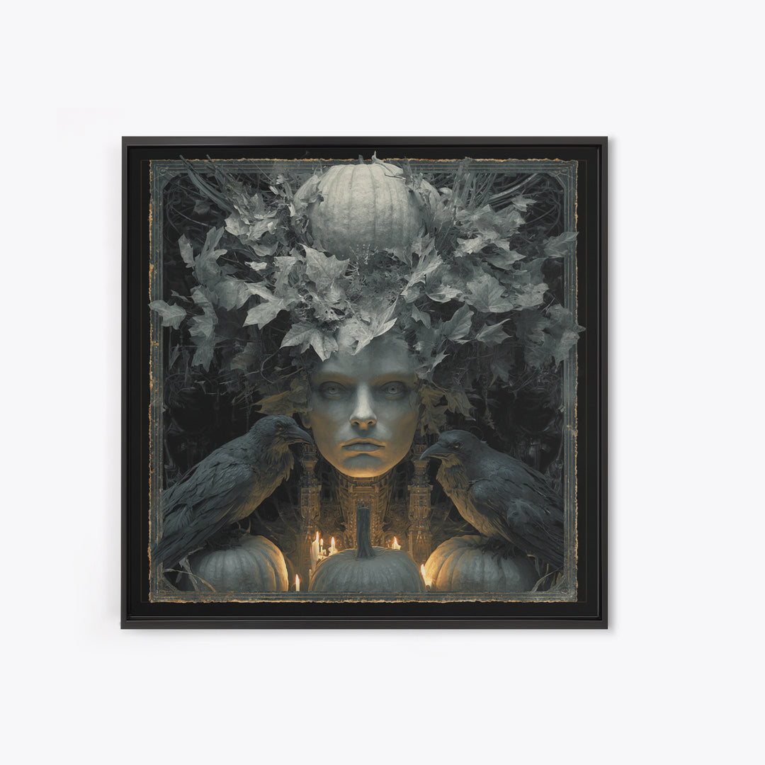 The Personification Of October, Biomechanical Horror Art, Square Wall Art, Dark Halloween Decor, Canvas Print, Halloween Wall Art
