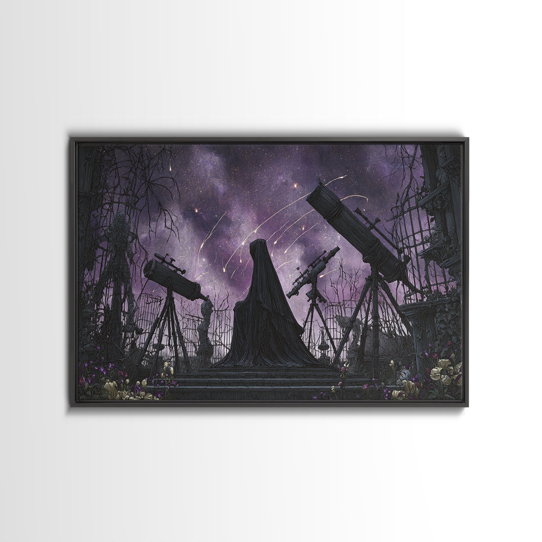 The Widow Of The Whispering Comet, Expressionist Nightmare Art, Landscape Wall Art, Macabre Wall Art, Canvas Print, Halloween Wall Art