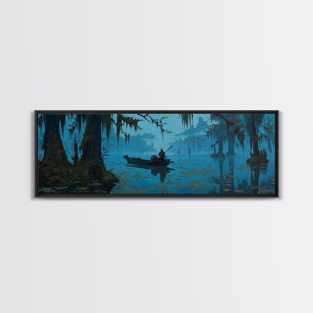 The Ferryman Of The Outer Marsh, Ornate Symbolist Art, Extra Wide Wall Art, Cosmic Horror Art, Canvas Print, Halloween Wall Art
