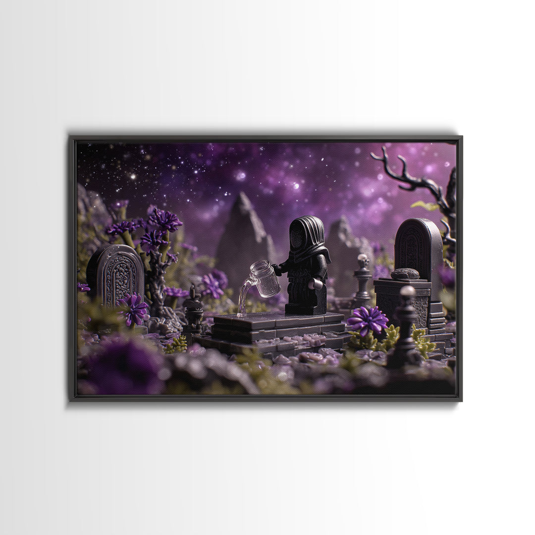 The Grave Gardener Of Yuggoth, Symbolist Gothic Landscape, Landscape Wall Art, Dark Fantasy Wall Art, Canvas Print, Halloween Wall Art