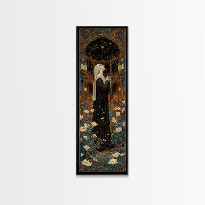 The Nun Of The Endless Constellation, Stained Glass Gothic Art, Tall Narrow Wall Art, Gothic Horror Wall Art, Canvas Print