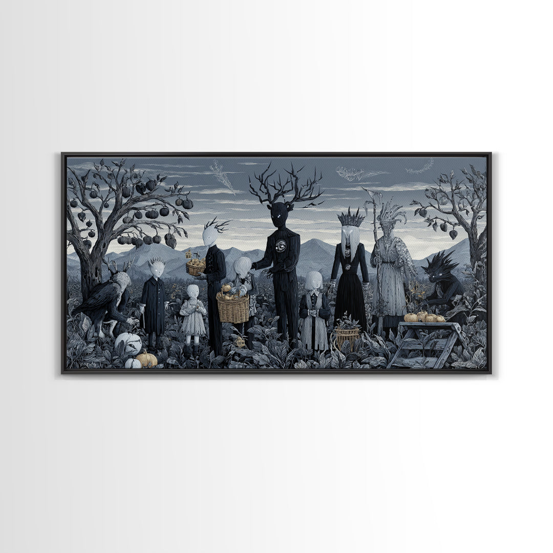 The Children Of The Star Orchard, Symbolist Dream Art, Wide Panoramic Art, Macabre Wall Art, Canvas Print, Halloween Wall Art