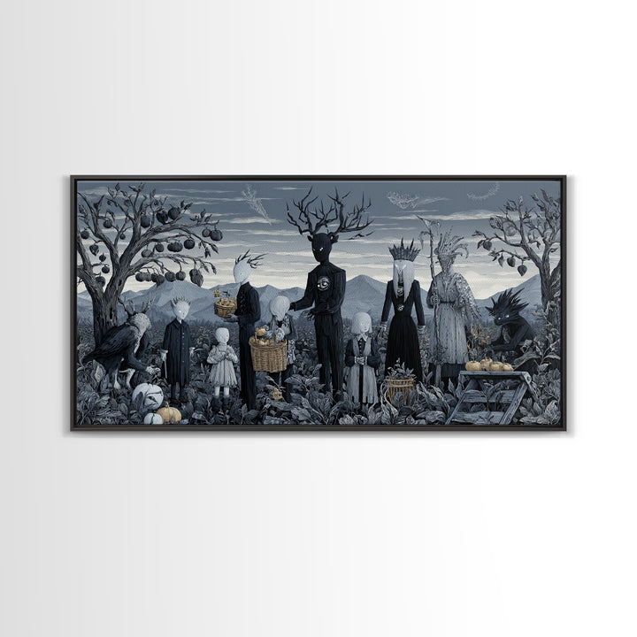 The Children Of The Star Orchard, Symbolist Dream Art, Wide Panoramic Art, Macabre Wall Art, Canvas Print, Halloween Wall Art