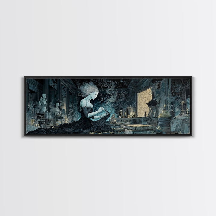 The Seamstress Of Living Nebulae, Expressionist Nightmare Art, Extra Wide Wall Art, Eldritch Wall Decor, Framed Canvas Print