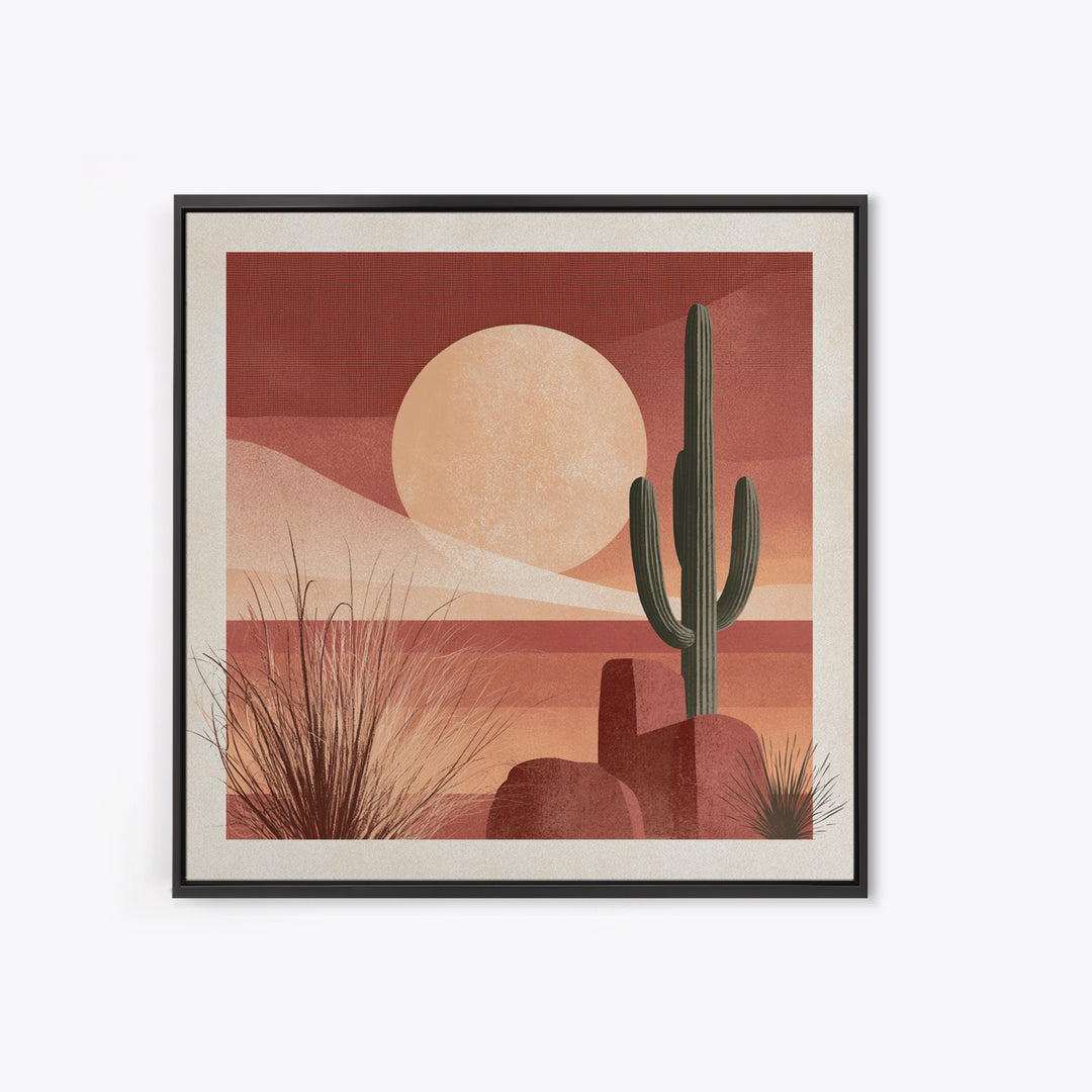 Minimal Beige Sun Canvas Print, Desert Art, Landscape Art, Southwestern Decor, Fine Art, Desert, Art Print, Textured Painting, DES-1x1-22