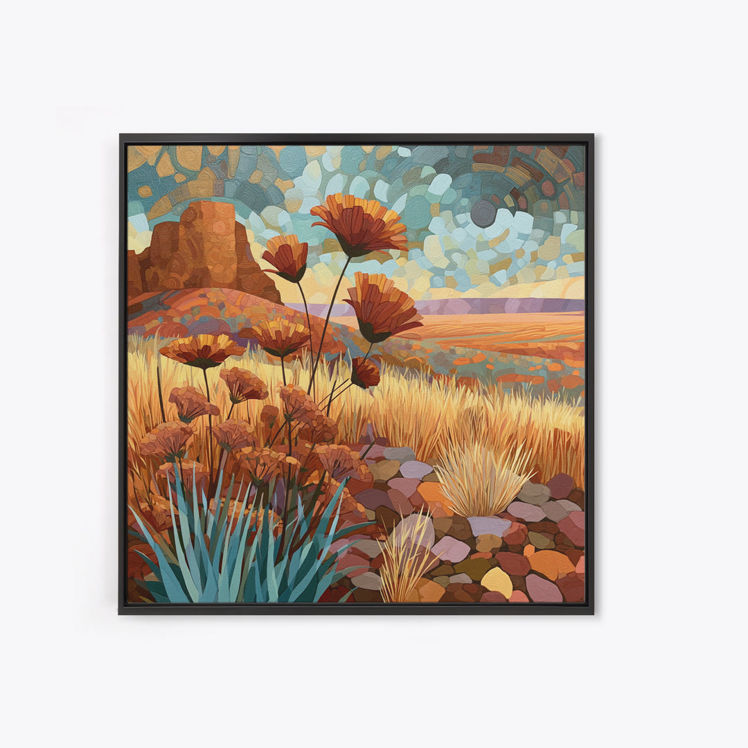 Desert Wildflowers After Spring Rain Framed Canvas Print, Desert Art, Wall Art Prints, Southwestern Decor, Fine Art, Desert, DES-1x1-28