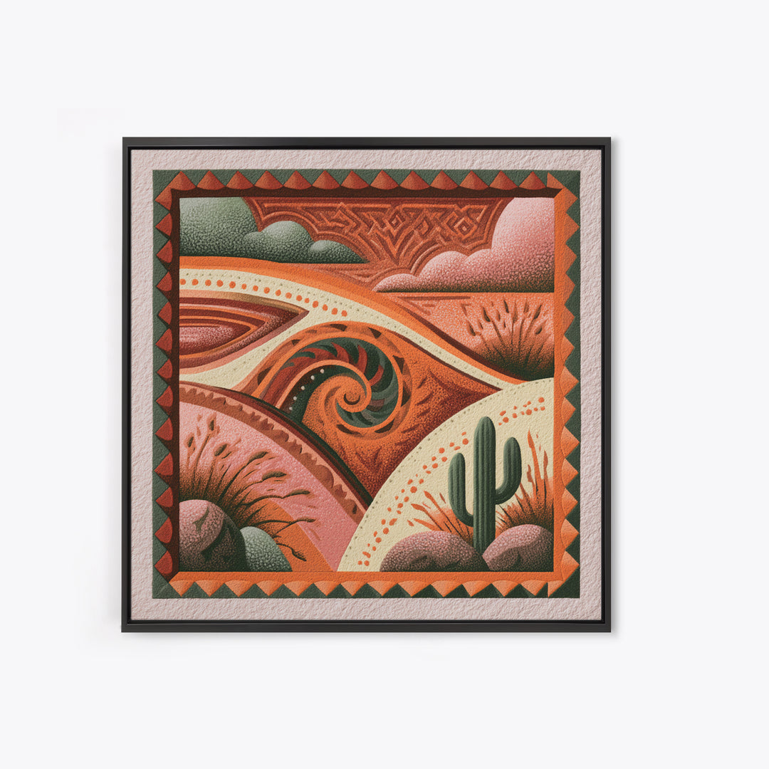Wind Carved Dune Patterns from Above Framed Canvas Print, Desert Art, Boho, Southwestern Decor, Watercolor Art, Desert, DES-1x1-44