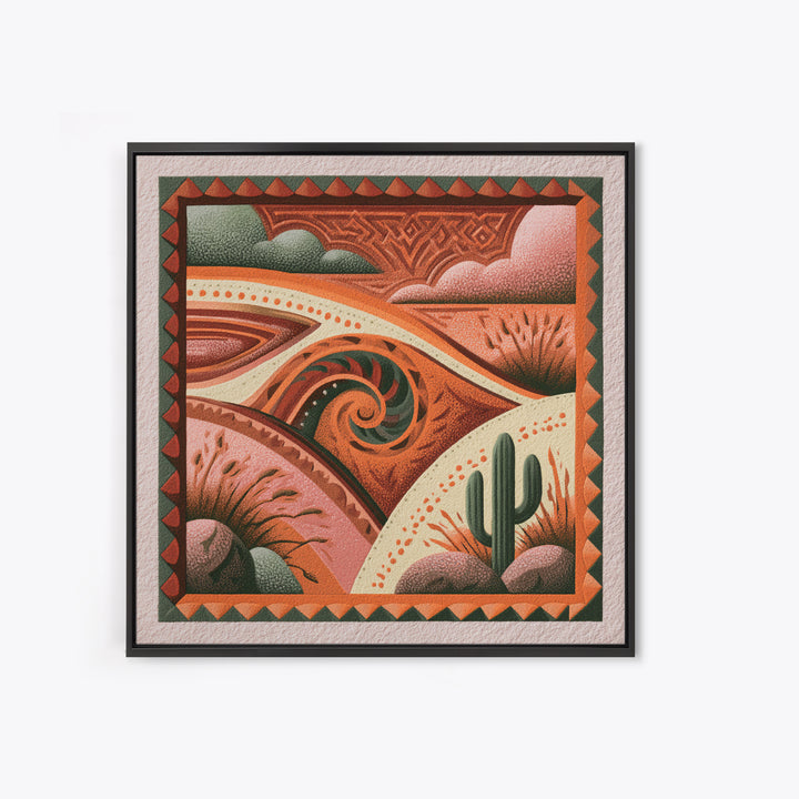 Wind Carved Dune Patterns from Above Framed Canvas Print, Desert Art, Boho, Southwestern Decor, Watercolor Art, Desert, DES-1x1-44