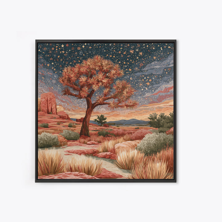 Joshua Tree under Star Filled Night Canvas Print, Desert Art, Modern Decor, Southwestern Decor, Fine Art, Desert, Room Decor, DES-1x1-54